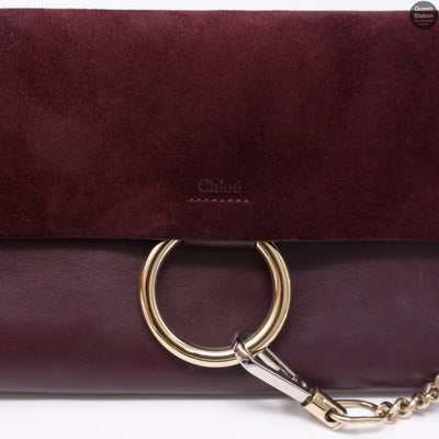 Faye Clutch Burgundy Suede Leather