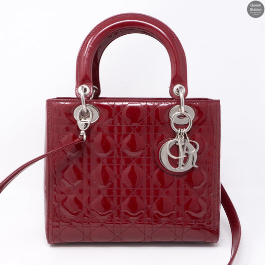 Lady Dior Medium Cherry Red Patent Leather