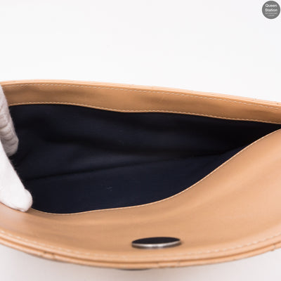 Beige Quilted Tote Bag With Pouch