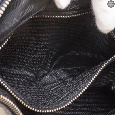 Vitello Daino Black Leather Hobo Bag