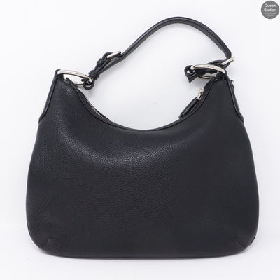 Vitello Daino Black Leather Hobo Bag