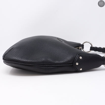 Vitello Daino Black Leather Hobo Bag