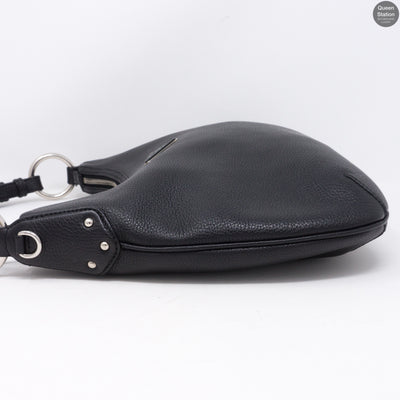 Vitello Daino Black Leather Hobo Bag