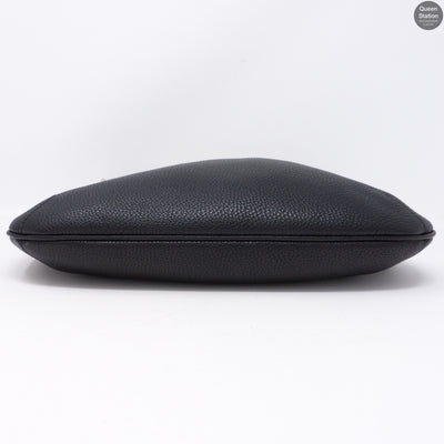 Vitello Daino Black Leather Hobo Bag