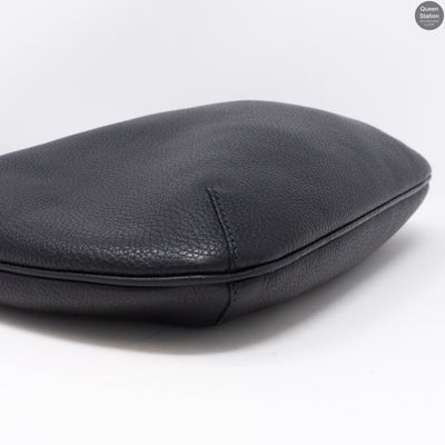 Vitello Daino Black Leather Hobo Bag