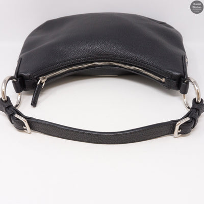 Vitello Daino Black Leather Hobo Bag
