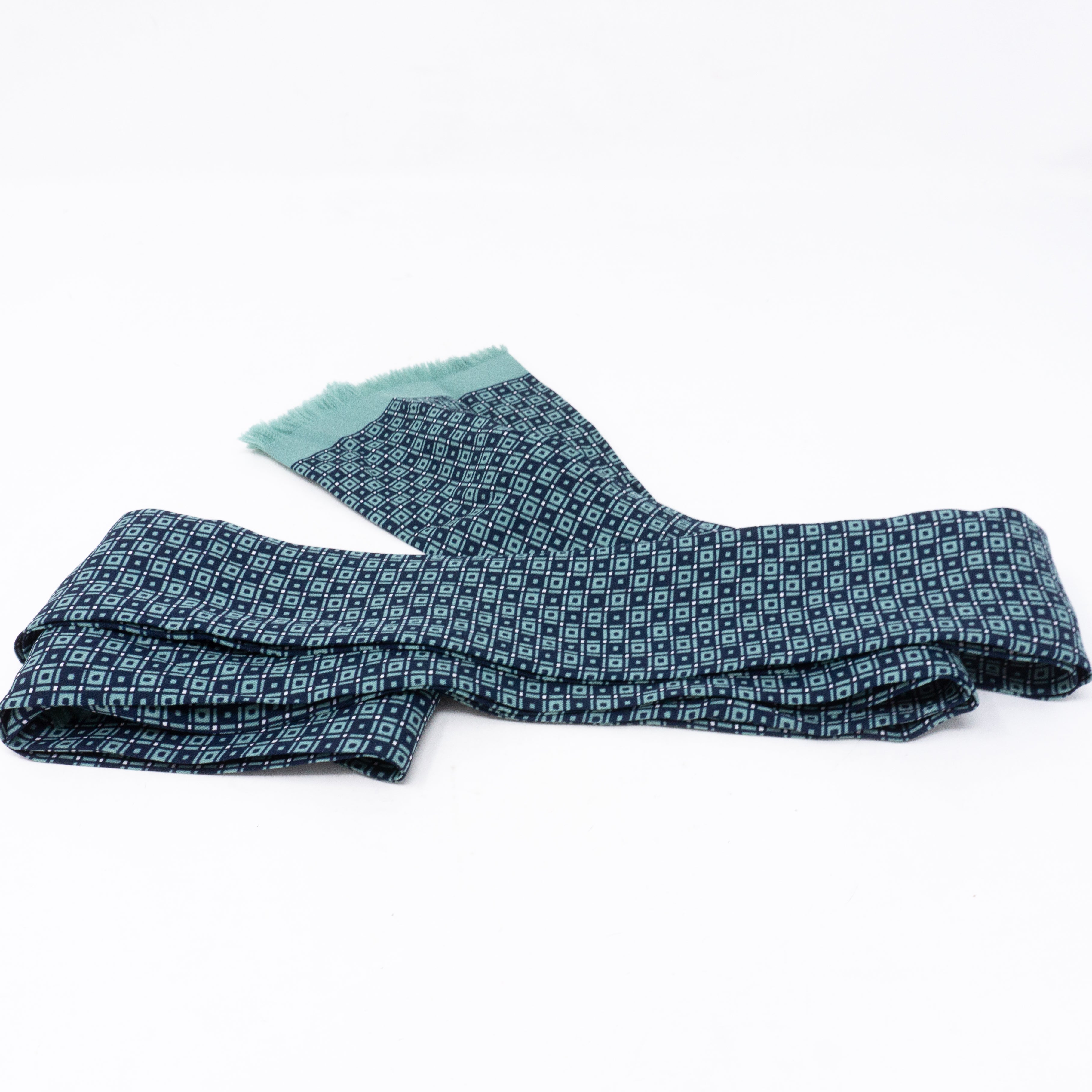 Long Silk Scarf Green Dark Blue