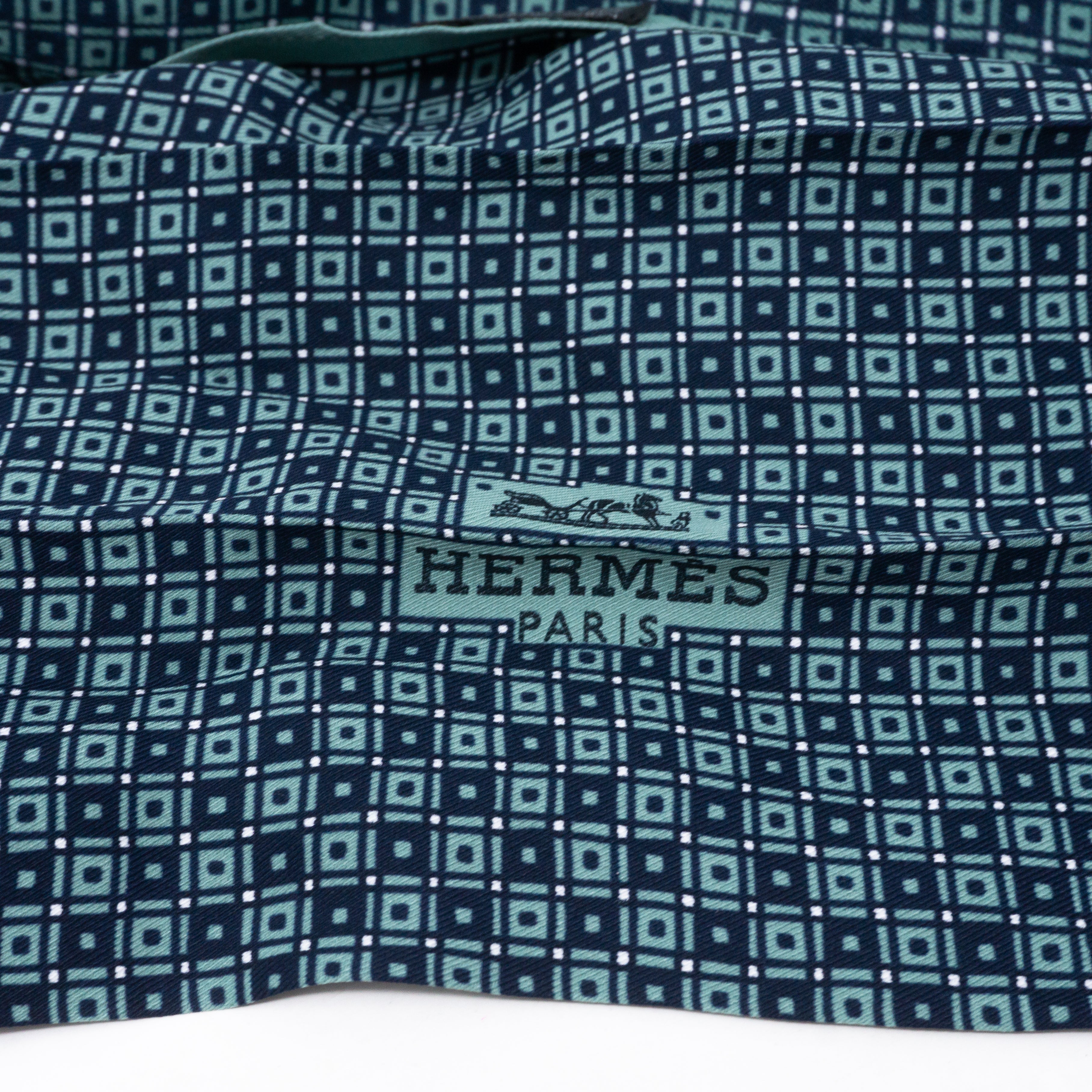 Long Silk Scarf Green Dark Blue