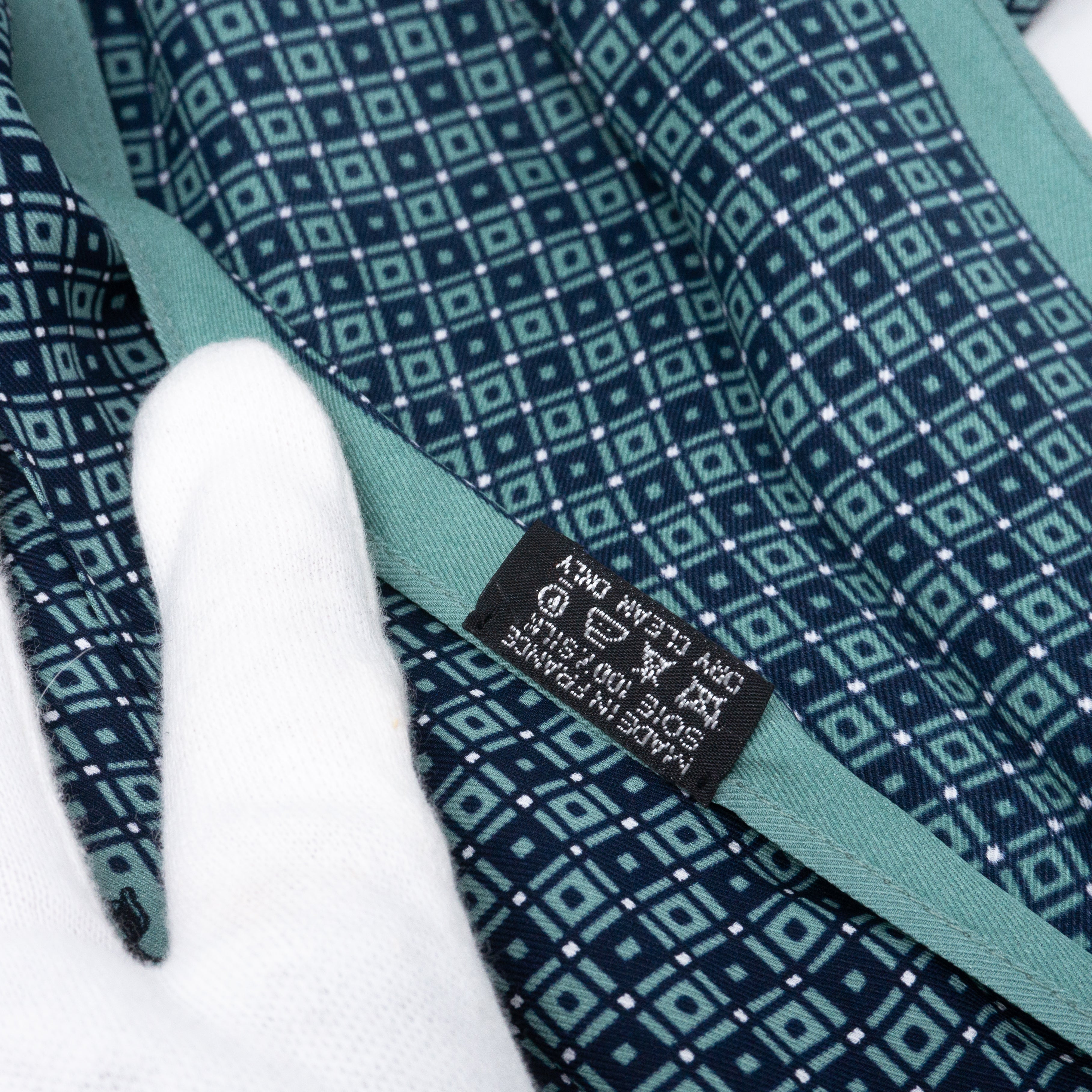 Long Silk Scarf Green Dark Blue