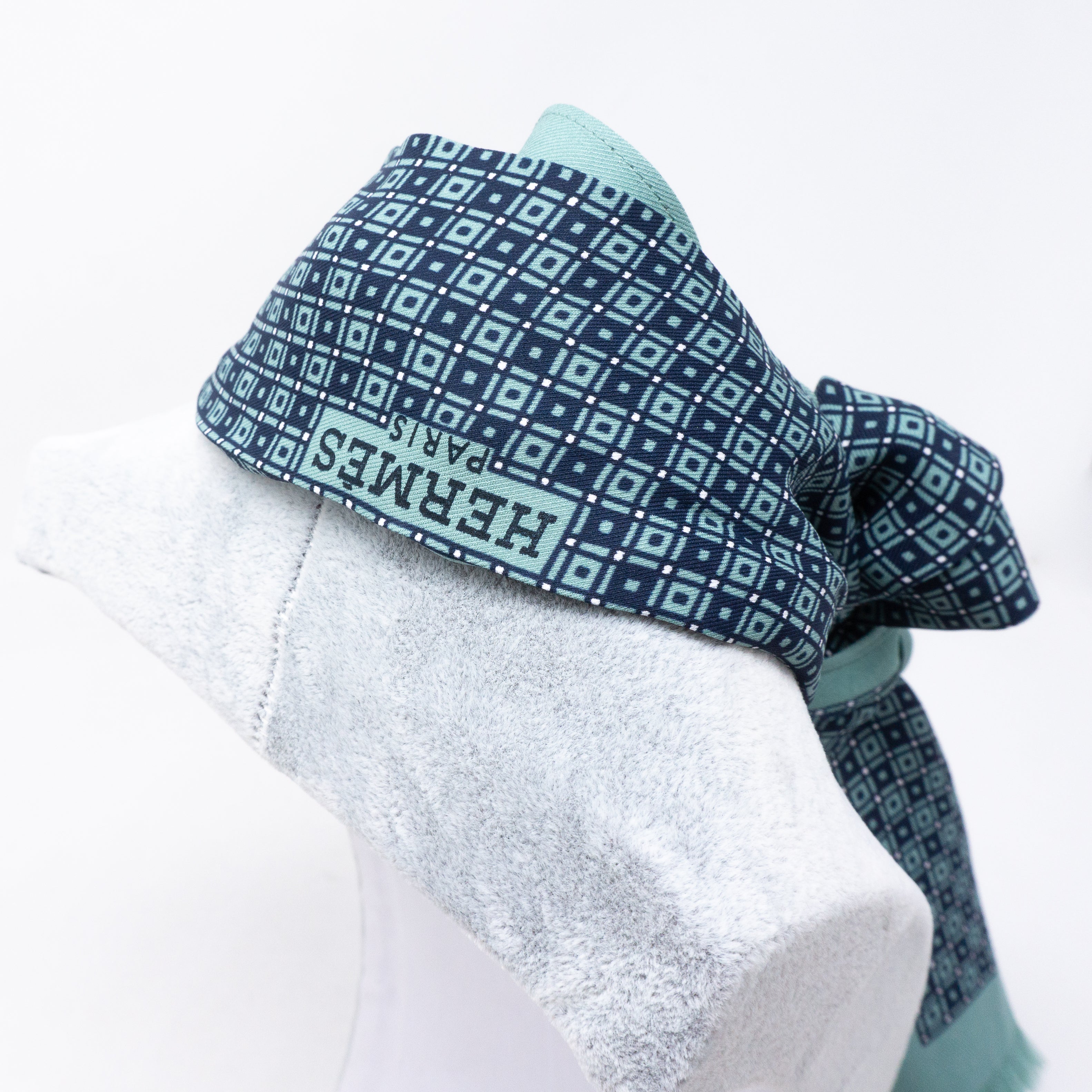 Long Silk Scarf Green Dark Blue