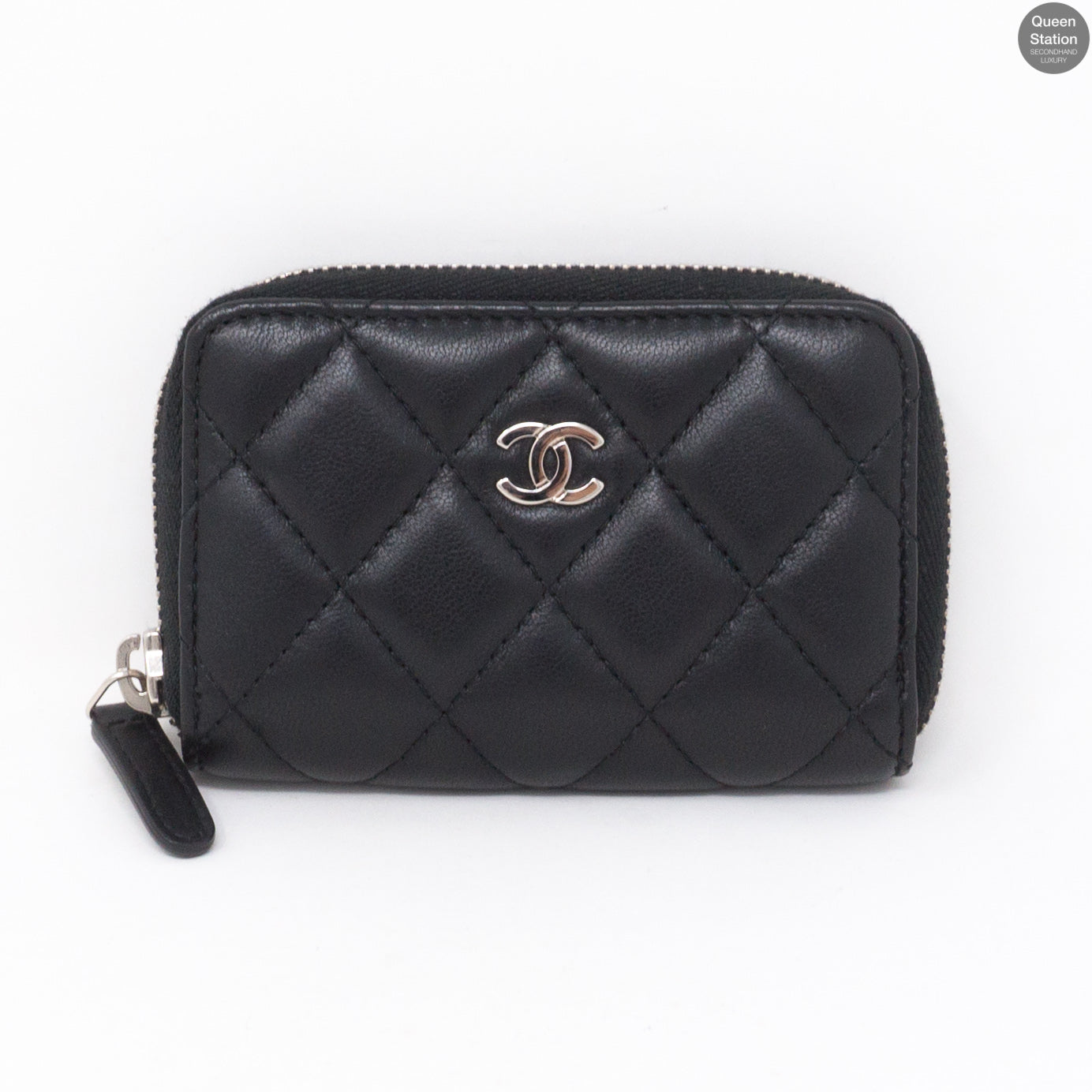 CHANEL 19 Flap Coin Purse Quilted Goatskin Chain Crossbody Bag Black