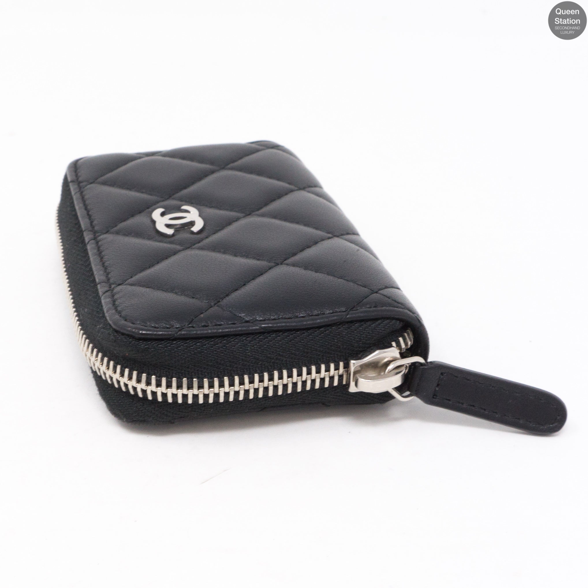 Chanel Small Classic Zipped Coin Keyring Pouch Purse in Black Lambskin with  Silver Hardware  SOLD