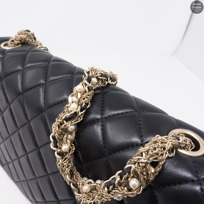 Westminster Pearl Black Leather Tangled Chain Bag