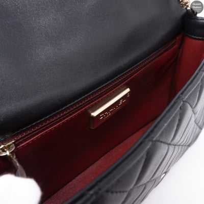 Westminster Pearl Black Leather Tangled Chain Bag