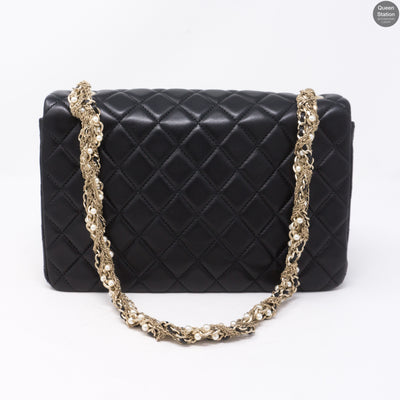 Westminster Pearl Black Leather Tangled Chain Bag