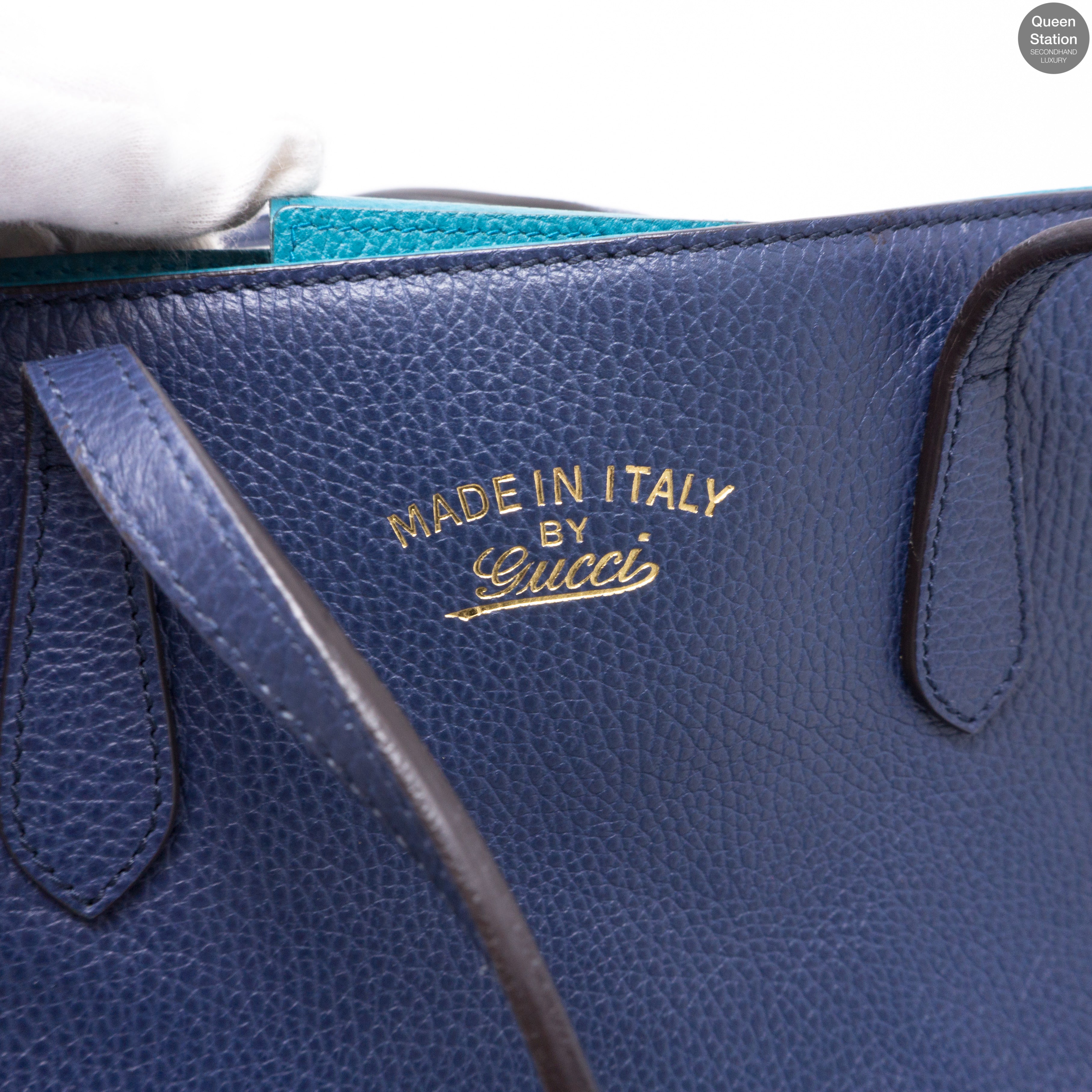 Swing Navy Blue Leather Handbag