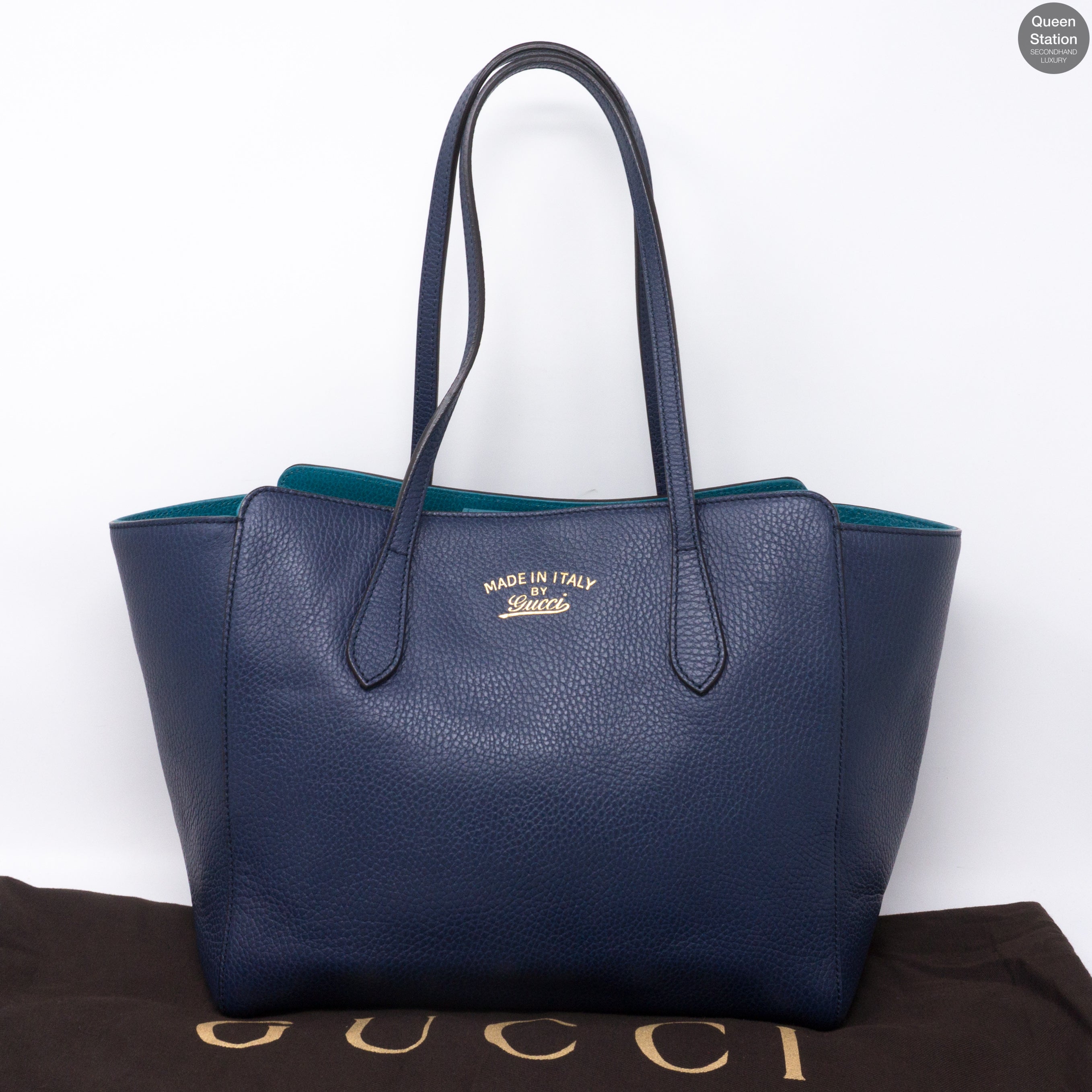 Swing Navy Blue Leather Handbag