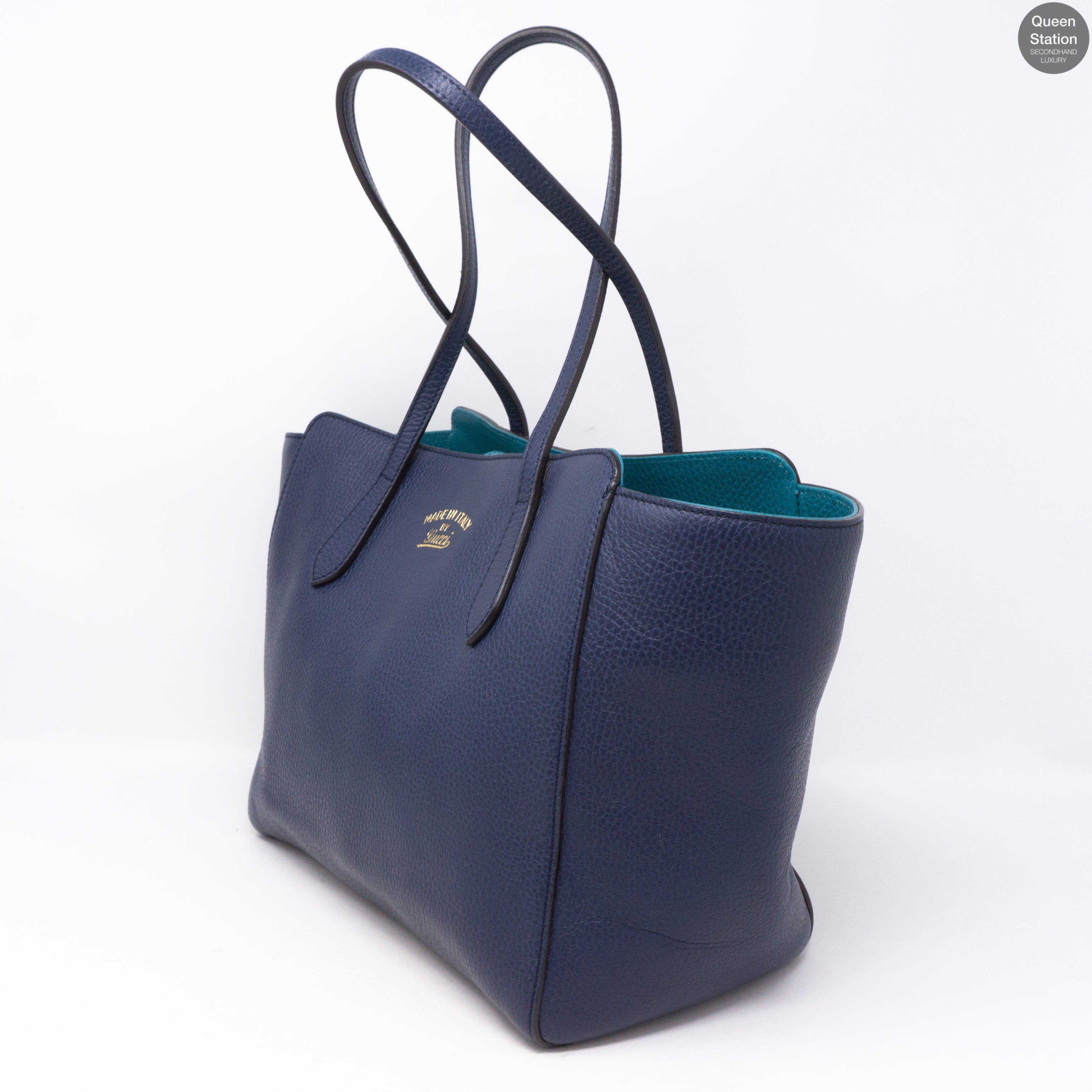 Swing Navy Blue Leather Handbag