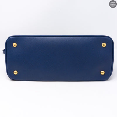 Saffiano Leather Single Zip Blue