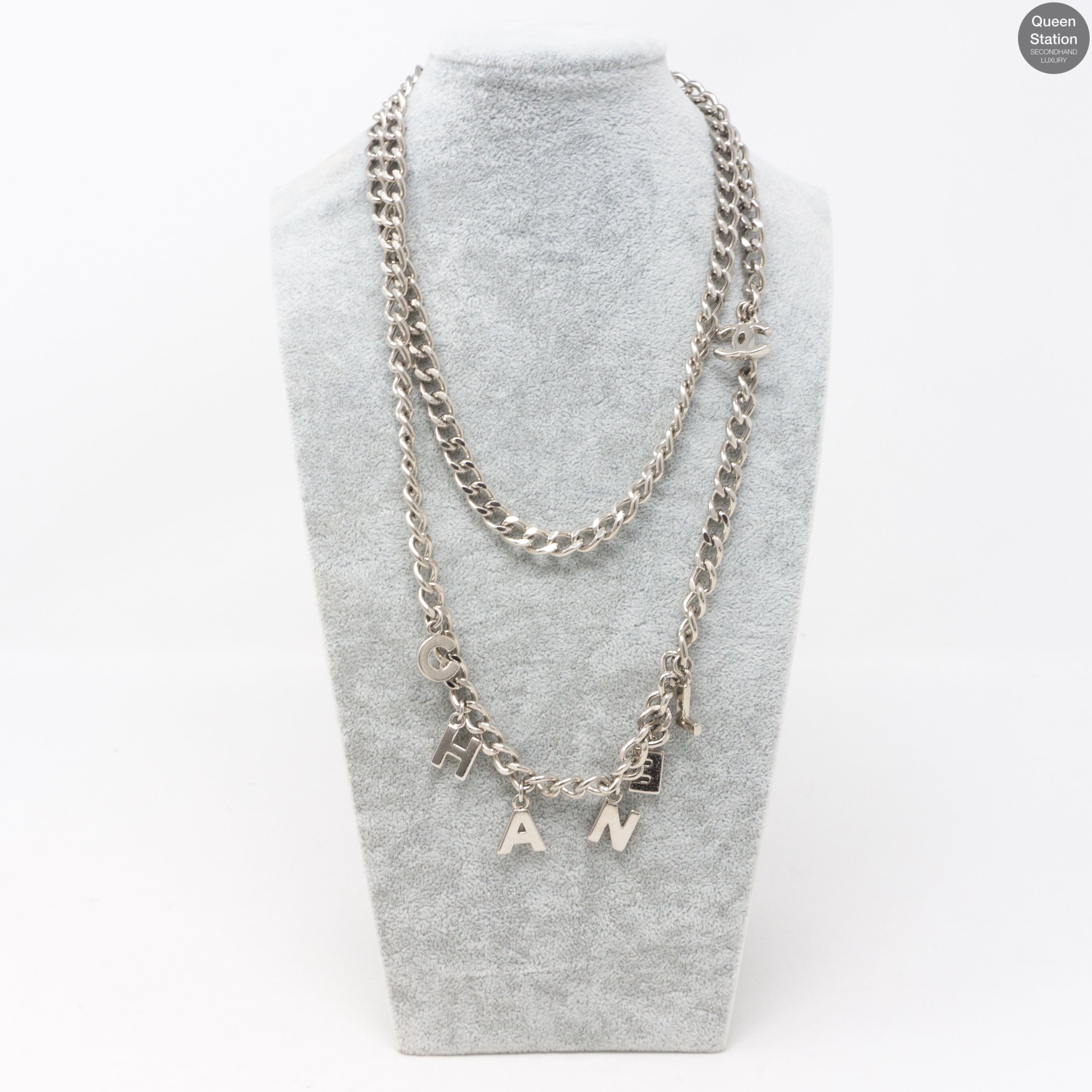 CC Silver Chain Letters Belt & Necklace