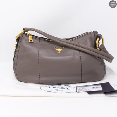 Grey Leather Shoulder Bag