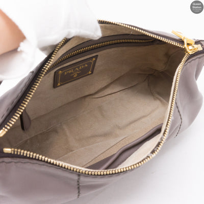 Grey Leather Shoulder Bag