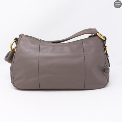 Grey Leather Shoulder Bag