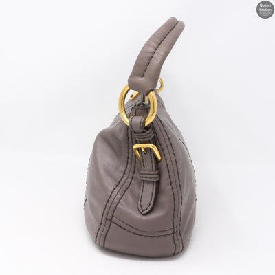 Grey Leather Shoulder Bag