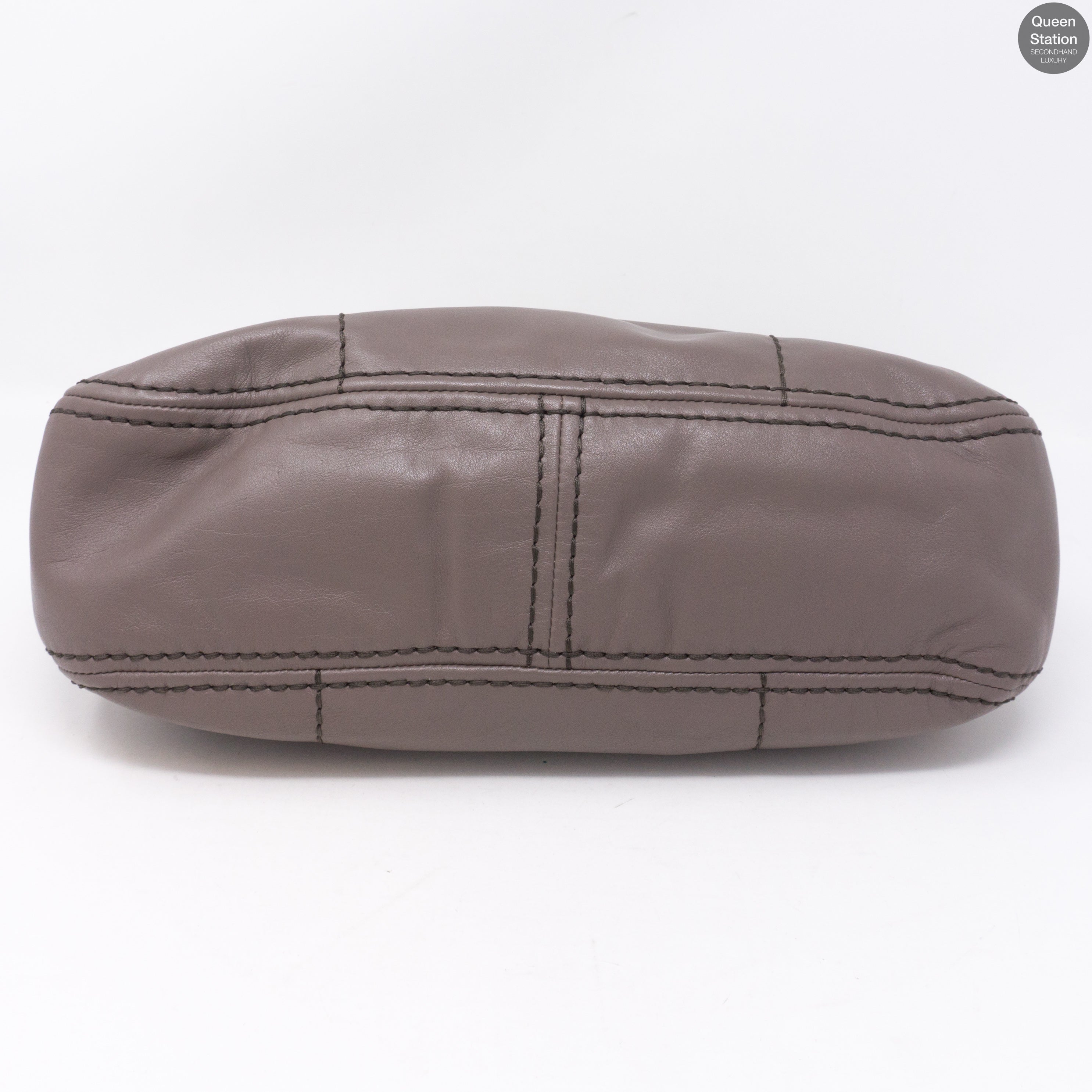 Grey Leather Shoulder Bag