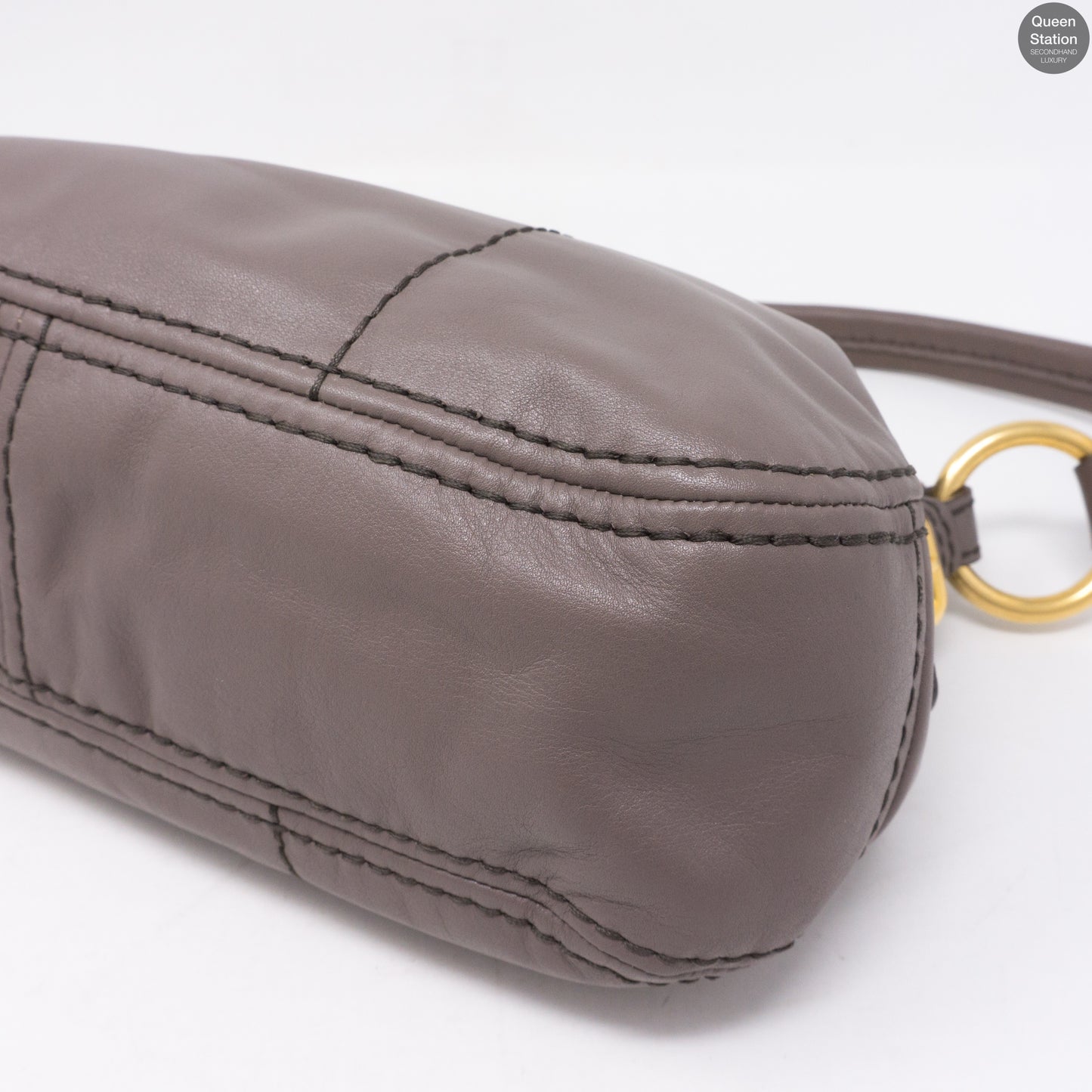 Grey Leather Shoulder Bag
