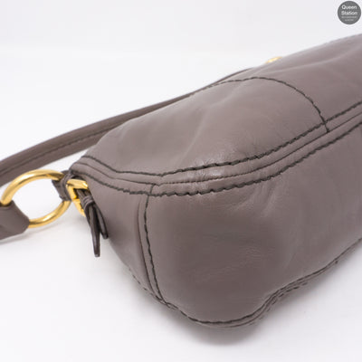 Grey Leather Shoulder Bag