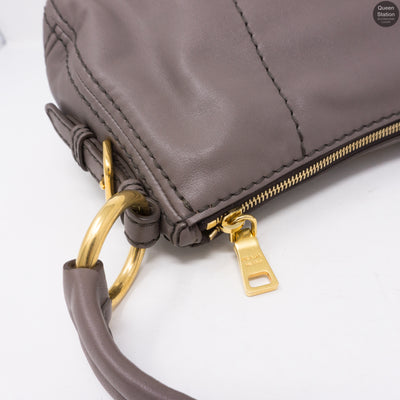 Grey Leather Shoulder Bag