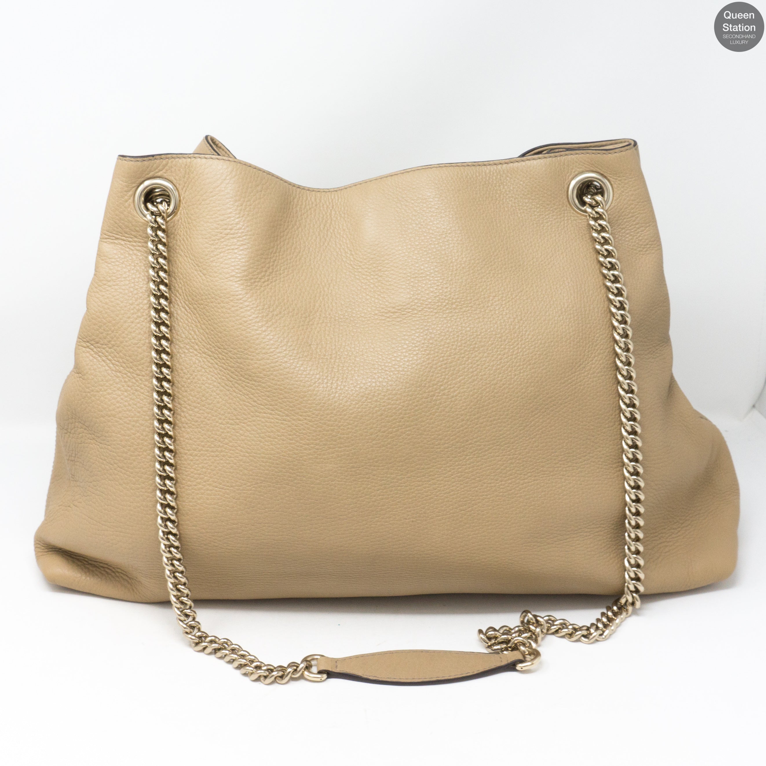 Soho Tassel Chain Large Beige Leather Bag