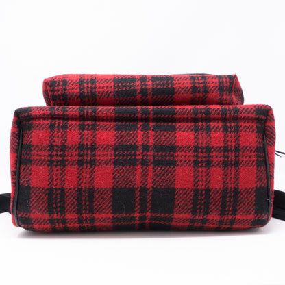 Red and Black Plaid Wool Backpack