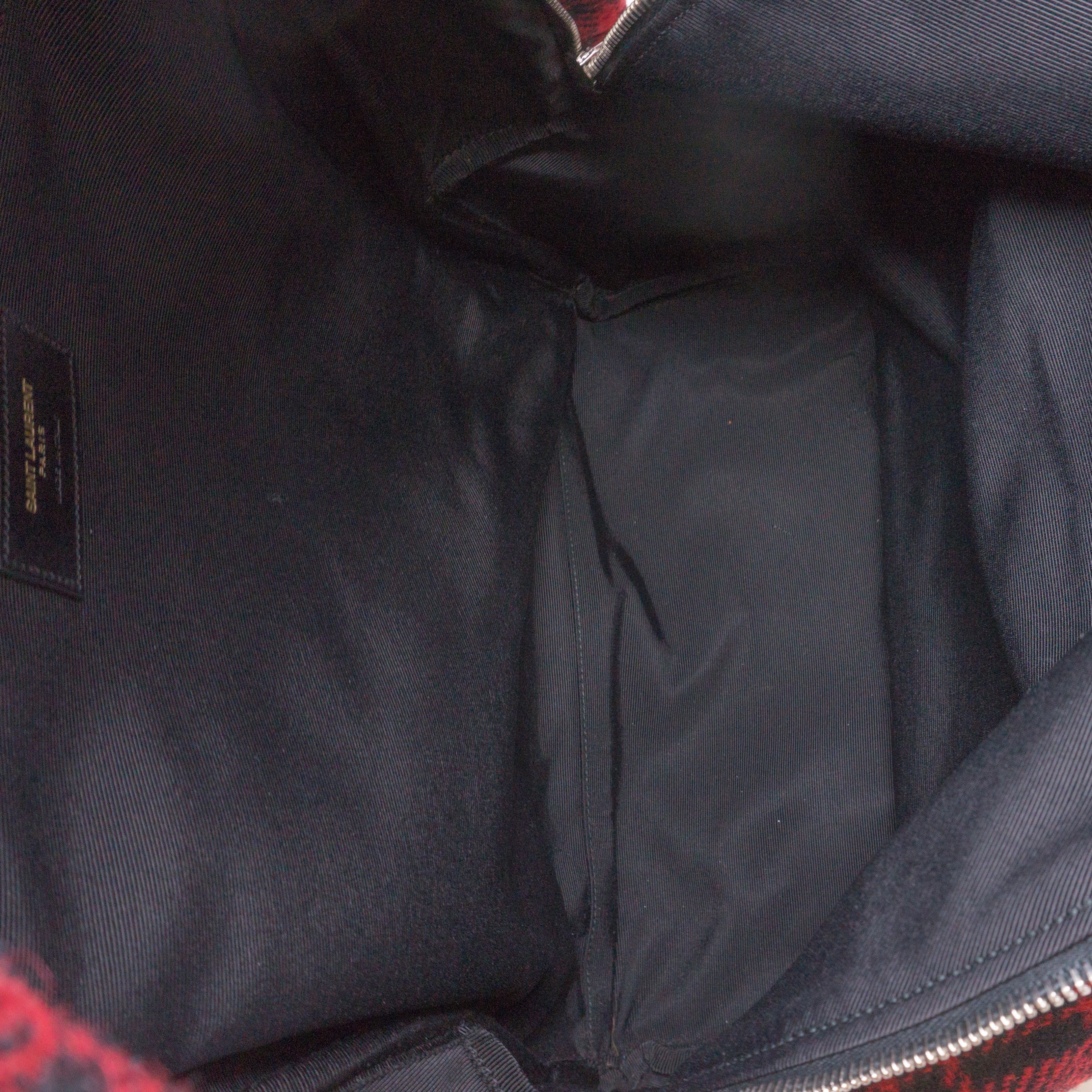 Red and Black Plaid Wool Backpack