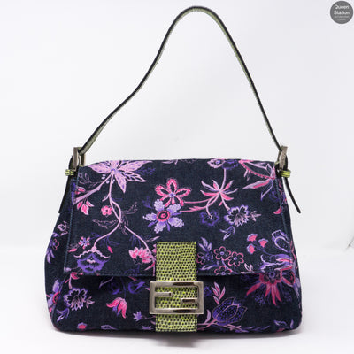 Zucca Mama Denim Embroidery Lizard Handle