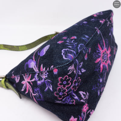 Zucca Mama Denim Embroidery Lizard Handle