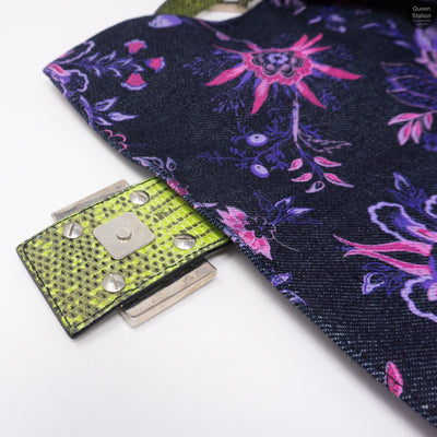 Zucca Mama Denim Embroidery Lizard Handle