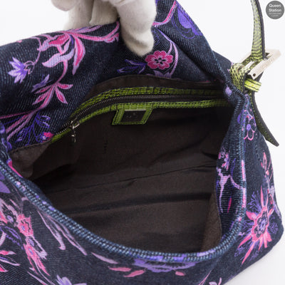 Zucca Mama Denim Embroidery Lizard Handle