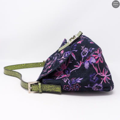 Zucca Mama Denim Embroidery Lizard Handle