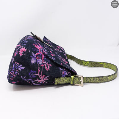 Zucca Mama Denim Embroidery Lizard Handle