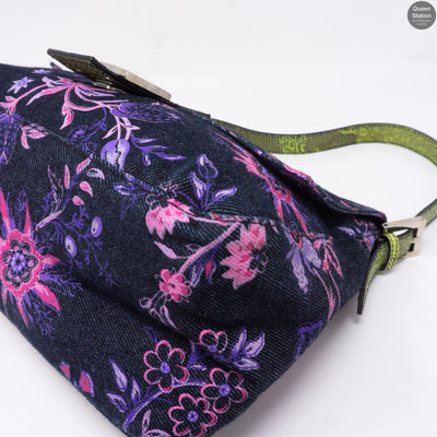 Zucca Mama Denim Embroidery Lizard Handle