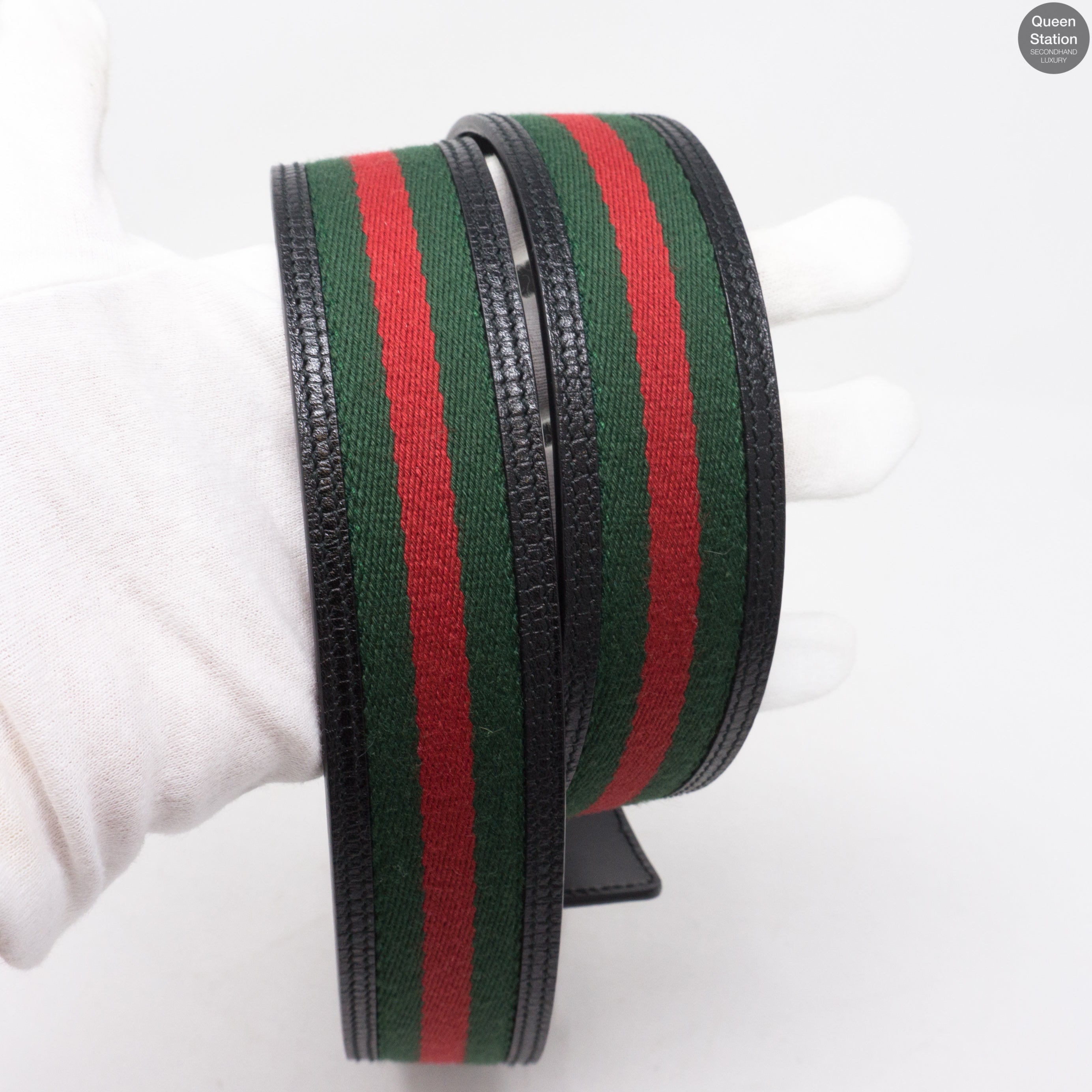 Interlocking G Buckle Black Leather Belt 90 cm
