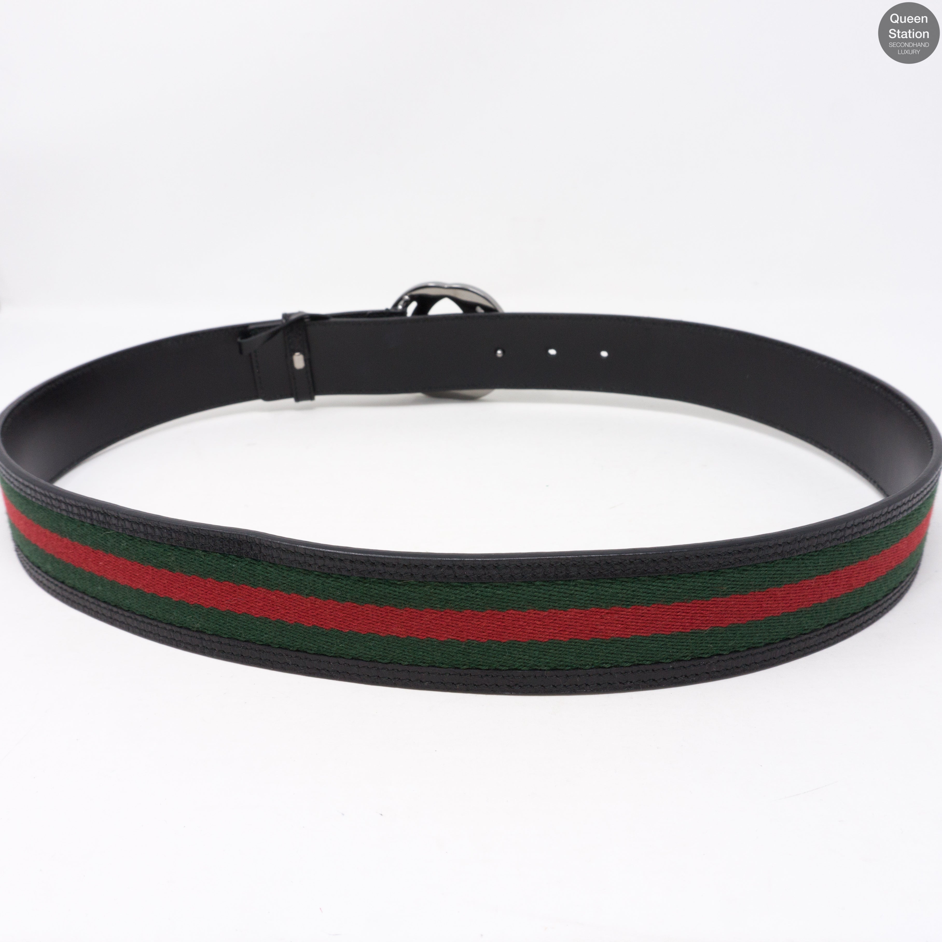 Interlocking G Buckle Black Leather Belt 90 cm