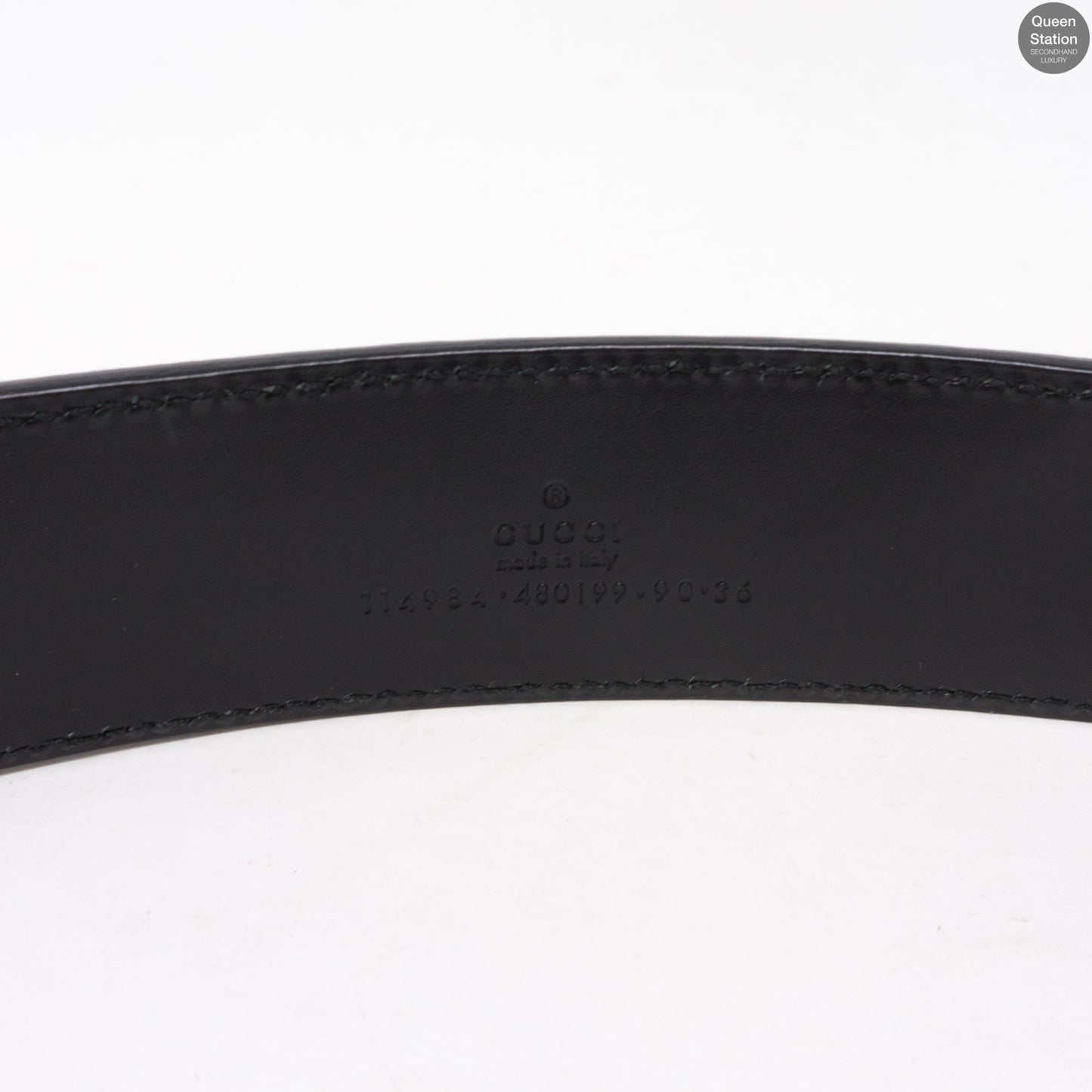 Interlocking G Buckle Black Leather Belt 90 cm