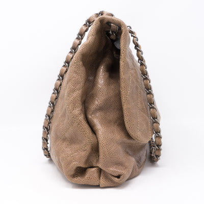 Quilted Glazed Caviar Leather Large Flap Bag