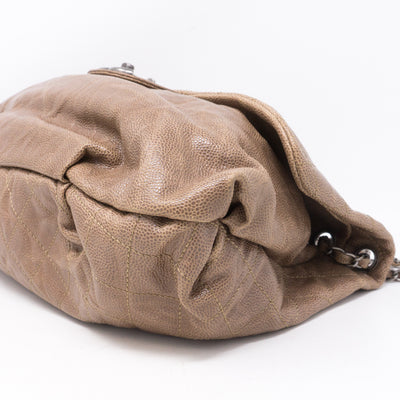 Quilted Glazed Caviar Leather Large Flap Bag