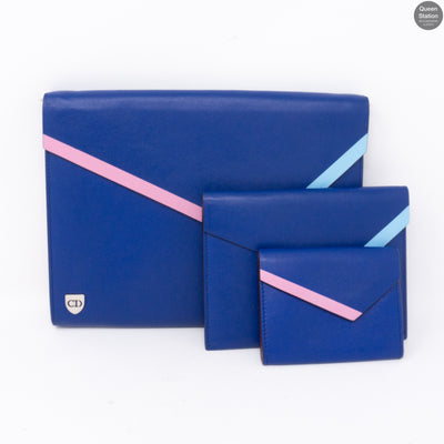 Explore Flat Pouch 3 Piece Blue Leather