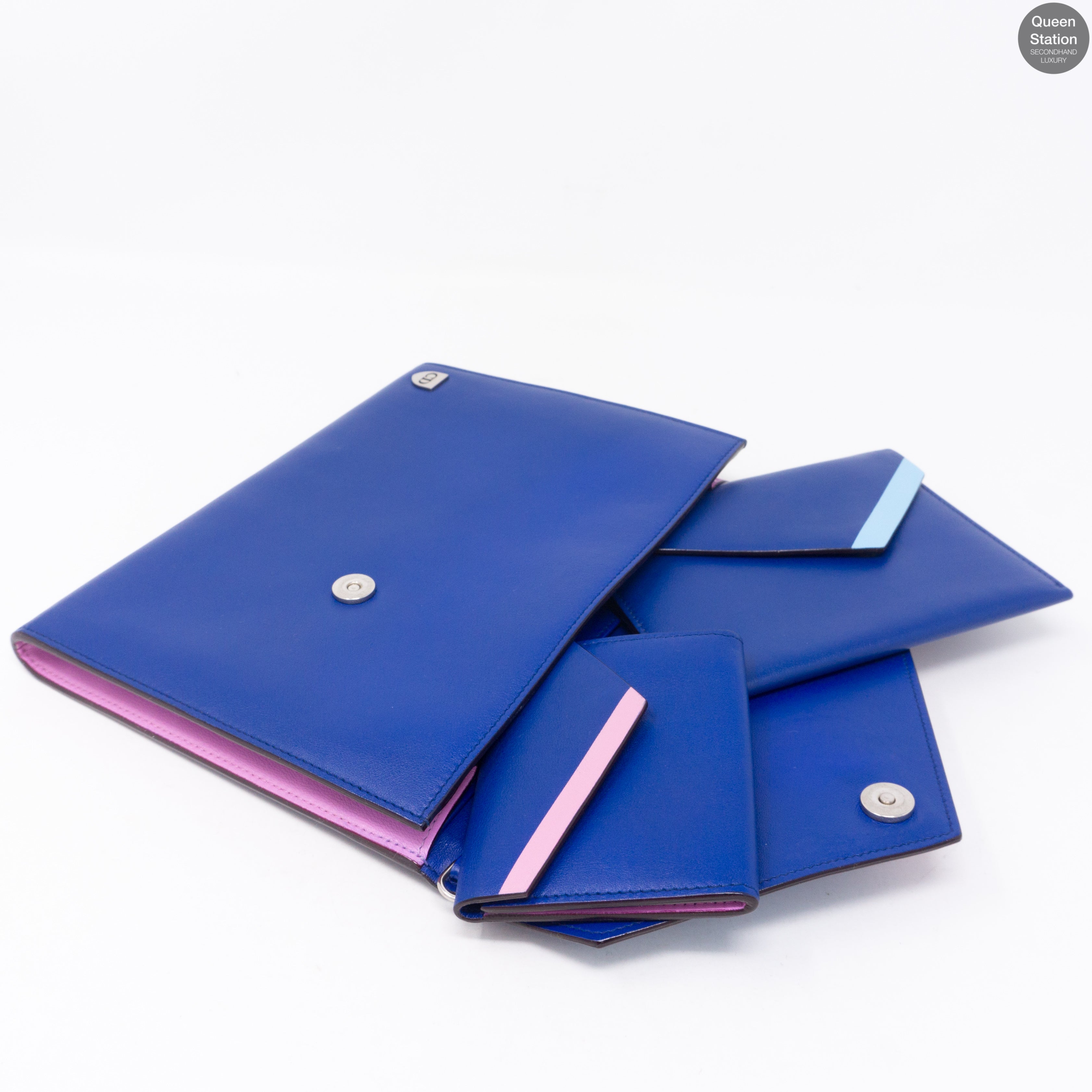 Explore Flat Pouch 3 Piece Blue Leather