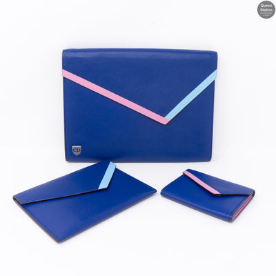 Explore Flat Pouch 3 Piece Blue Leather